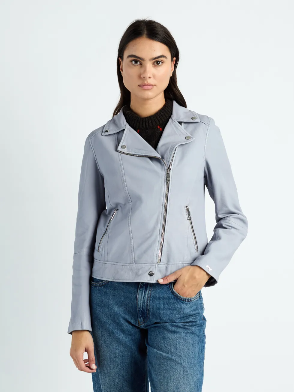 Leder Bikerjacke 42023069